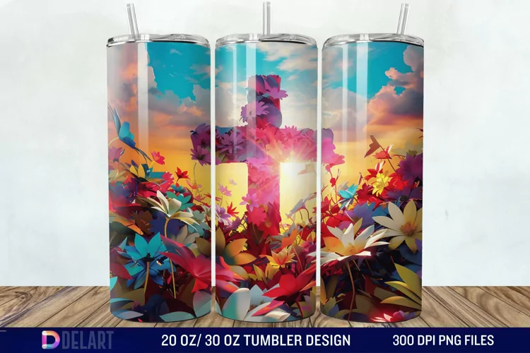 3D Colorful He is Risen Christian Tumbler Wrap