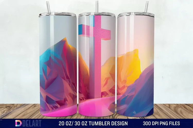 3D Colorful He is Risen Christian Tumbler Wrap