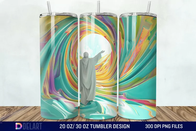 3D Colorful He is Risen Christian Tumbler Wrap
