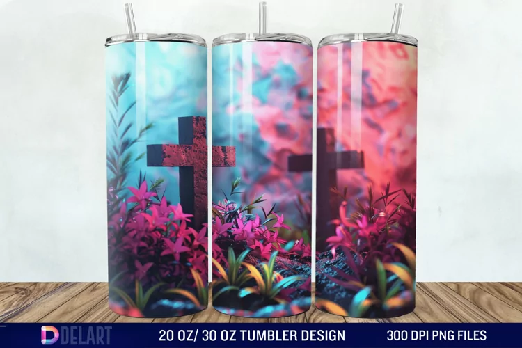 3D Colorful He is Risen Christian Tumbler Wrap