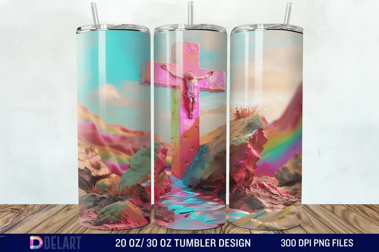 3D Colorful He is Risen Christian Tumbler Wrap