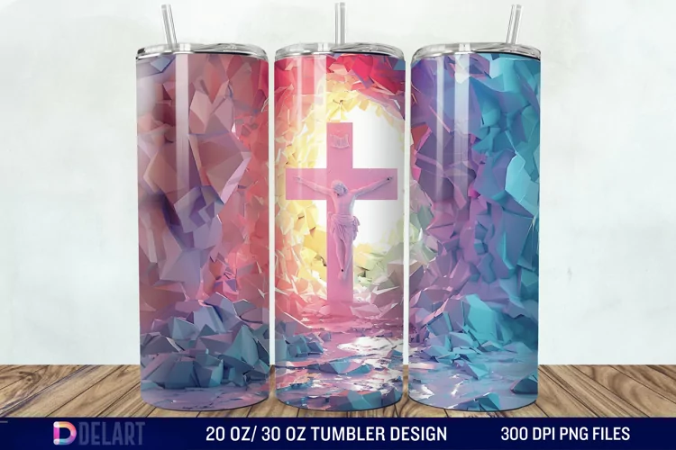 3D Colorful He is Risen Christian Tumbler Wrap