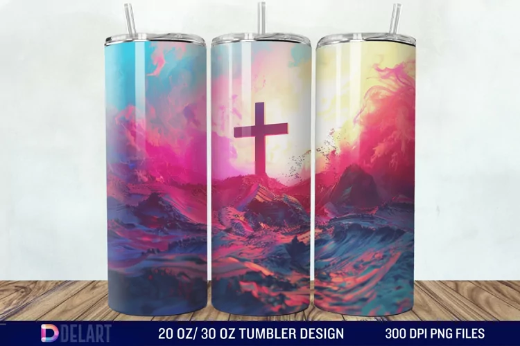 3D Colorful He is Risen Christian Tumbler Wrap