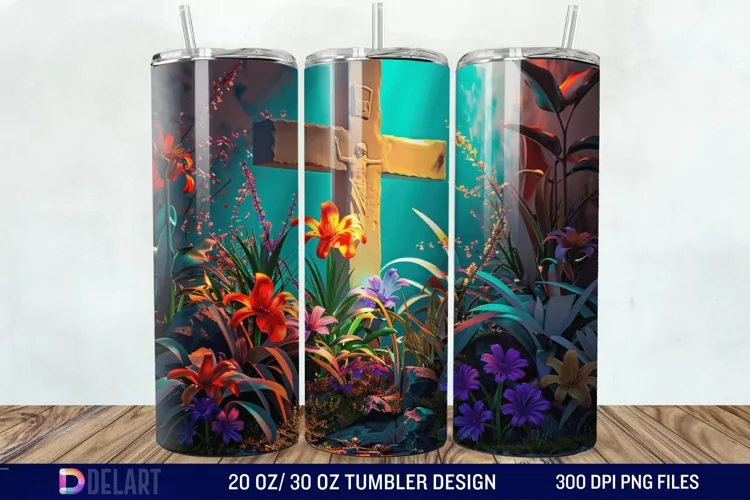 3D Colorful He is Risen Christian Tumbler Wrap