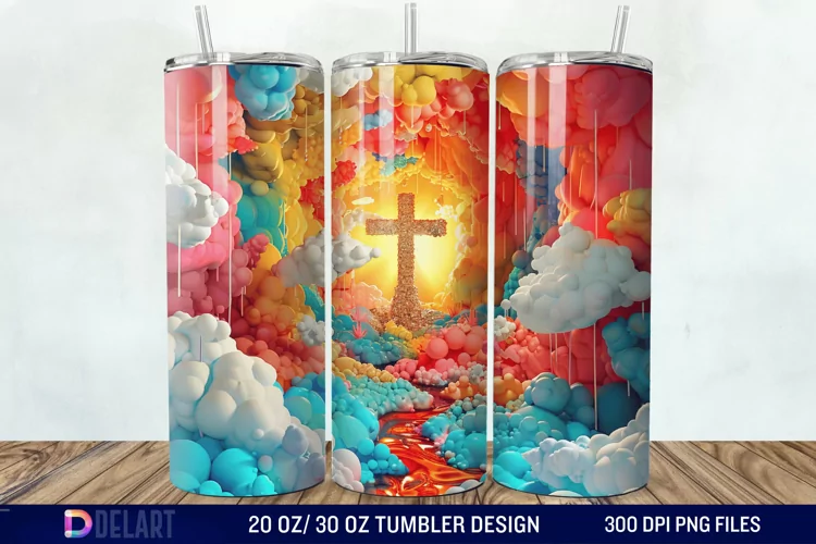 3D Colorful He is Risen Christian Tumbler Wrap