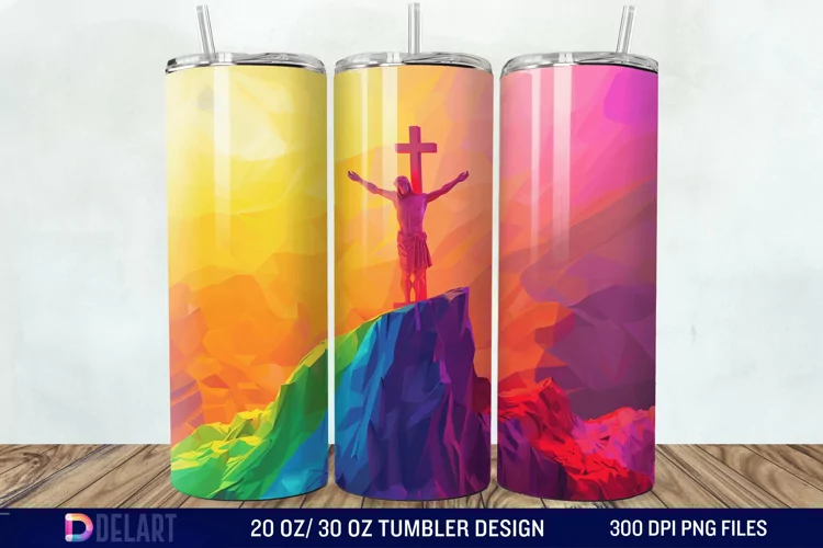 3D Colorful He is Risen Christian Tumbler Wrap