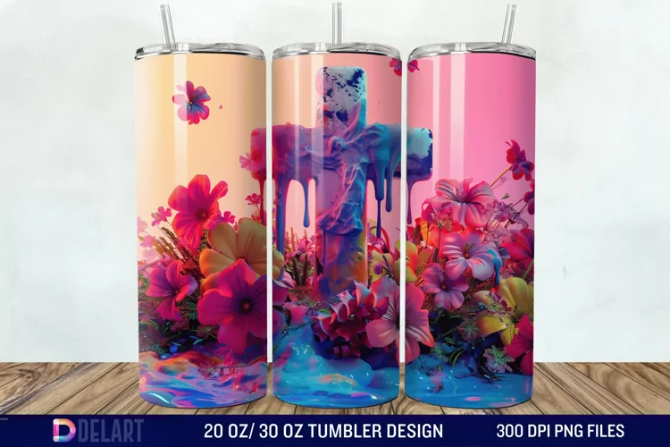 3D Colorful He is Risen Christian Tumbler Wrap