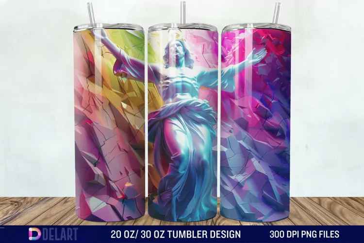 3D Colorful He is Risen Christian Tumbler Wrap