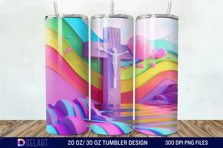3D Colorful He is Risen Christian Tumbler Wrap
