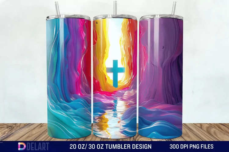 3D Colorful He is Risen Christian Tumbler Wrap