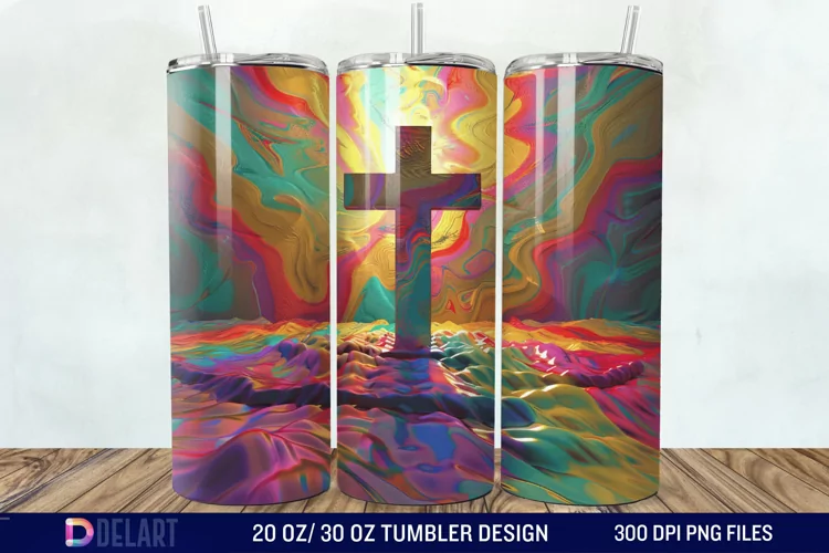 3D Colorful He is Risen Christian Tumbler Wrap