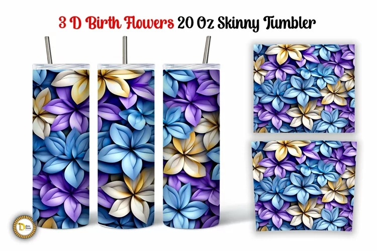 3D Colorful Holy December Flower 20 Oz Skinny Tumbler