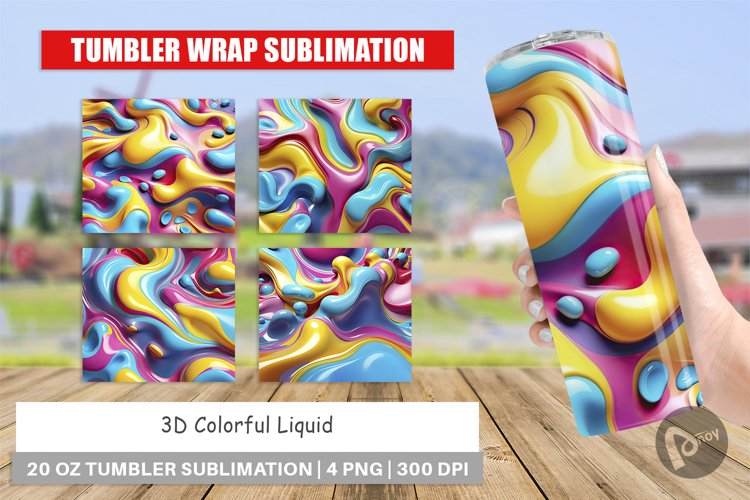 Tumbler Wrap 3D Colorful Liquid