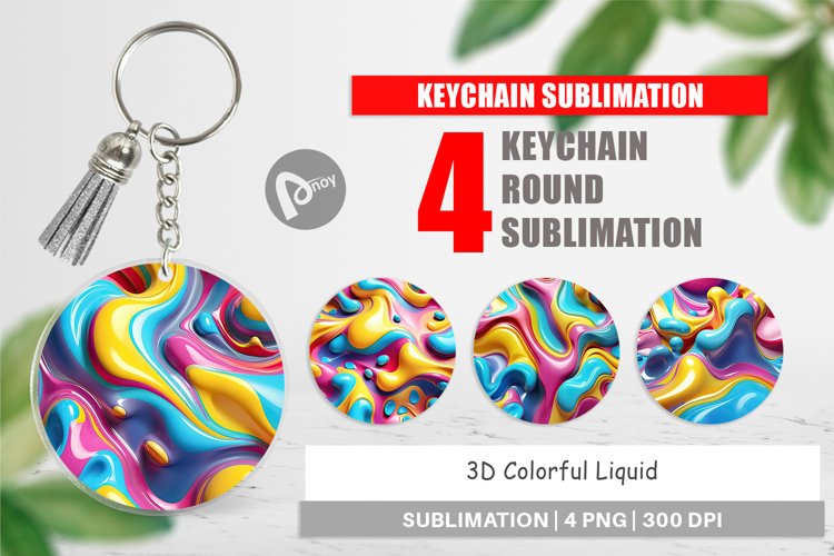 Keychain 3D Colorful Liquid