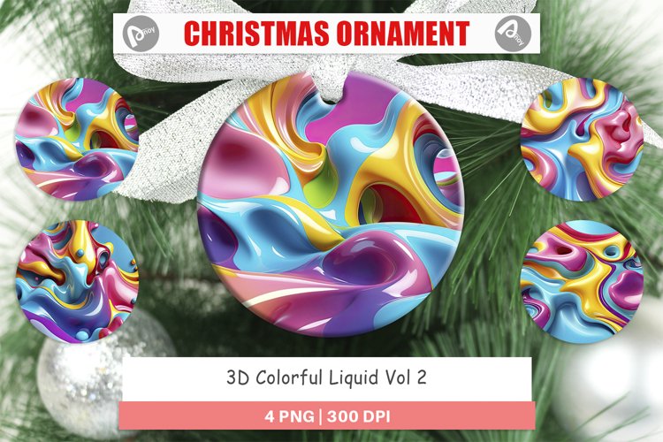 Christmas Ornaments 3D Colorful Liquid