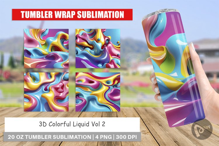 Tumbler Wrap 3D Colorful Liquid