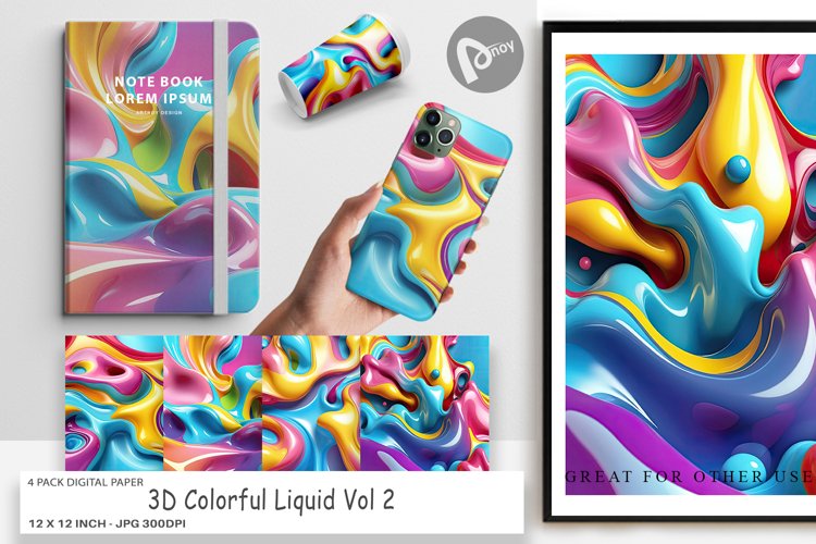 Digital Paper 3D Colorful Liquid example image 1