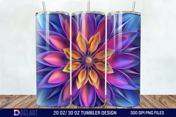 3D Colorful Mandala Flower Tumbler Wrap