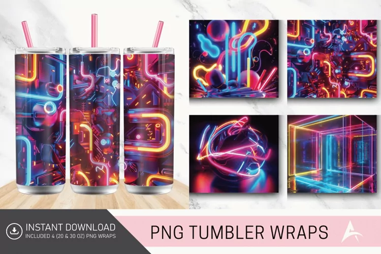 3D Colorful Neon Tumbler Wrap