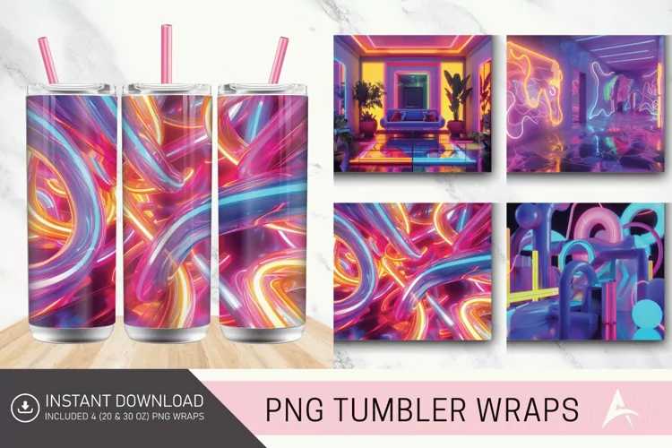 3D Colorful Neon Tumbler Wrap