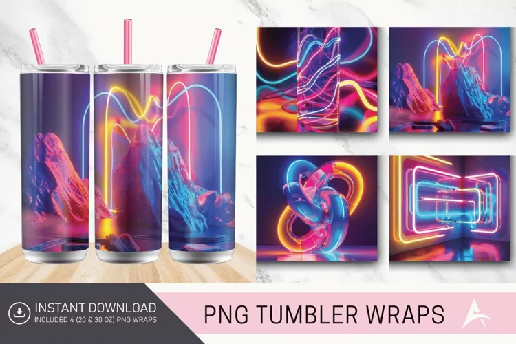 3D Colorful Neon Tumbler Wrap
