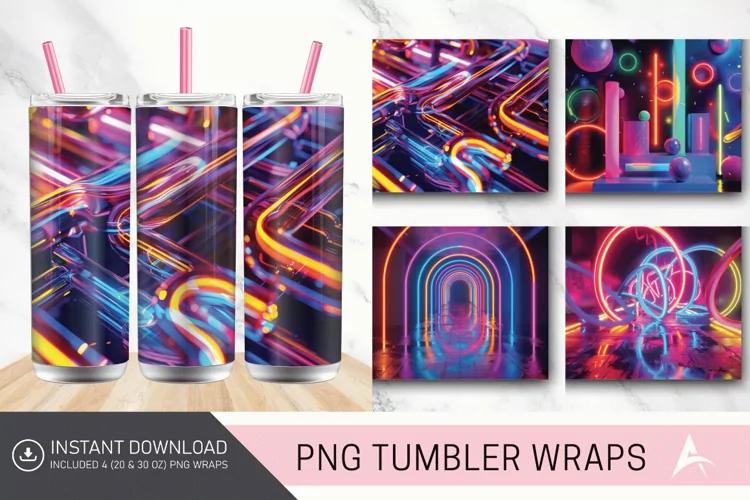 3D Colorful Neon Tumbler Wrap