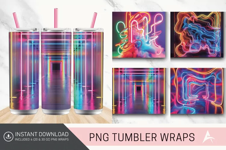 3D Colorful Neon Tumbler Wrap