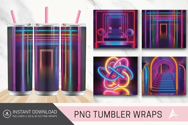 3D Colorful Neon Tumbler Wrap