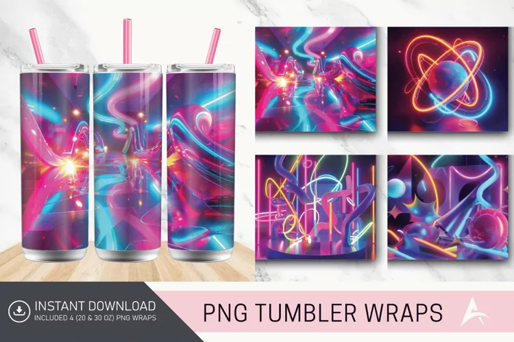 3D Colorful Neon Tumbler Wrap
