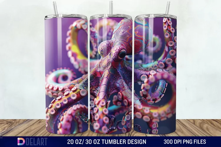 3D Colorful Octopus Tumbler Wrap