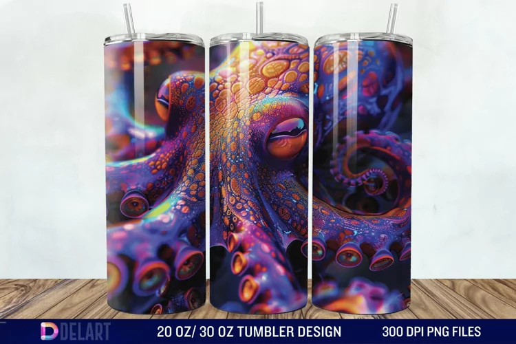 3D Colorful Octopus Tumbler Wrap