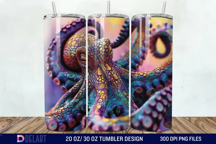 3D Colorful Octopus Tumbler Wrap