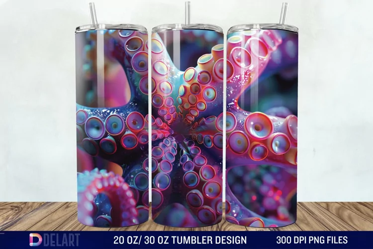3D Colorful Octopus Tumbler Wrap