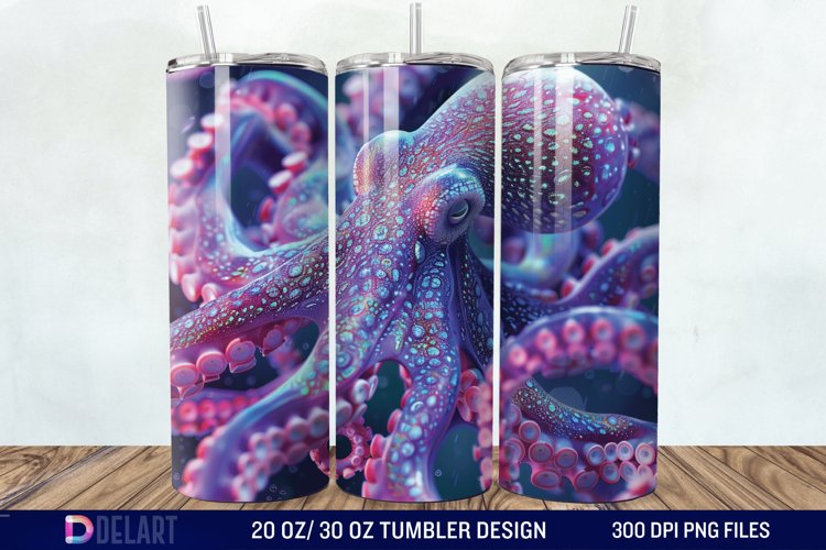 3D Colorful Octopus Tumbler Wrap example image 1