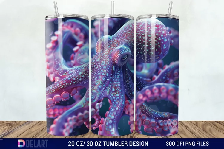 3D Colorful Octopus Tumbler Wrap