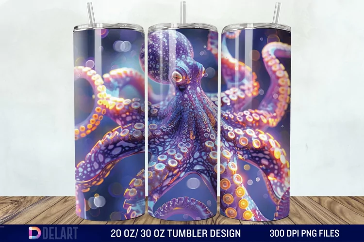 3D Colorful Octopus Tumbler Wrap