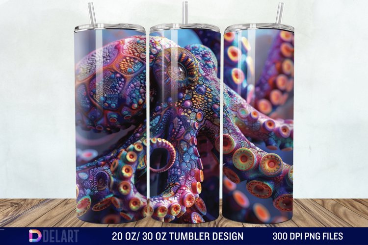 3D Colorful Octopus Tumbler Wrap