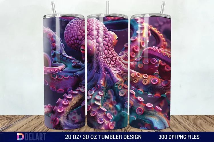 3D Colorful Octopus Tumbler Wrap