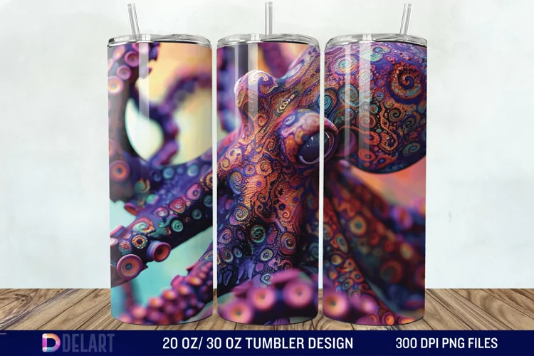 3D Colorful Octopus Tumbler Wrap