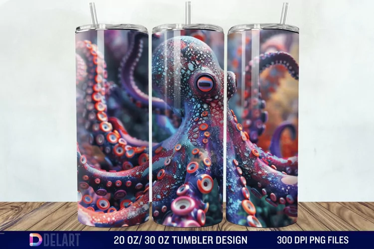 3D Colorful Octopus Tumbler Wrap