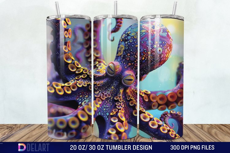 3D Colorful Octopus Tumbler Wrap example image 1