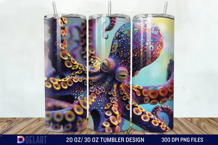 3D Colorful Octopus Tumbler Wrap