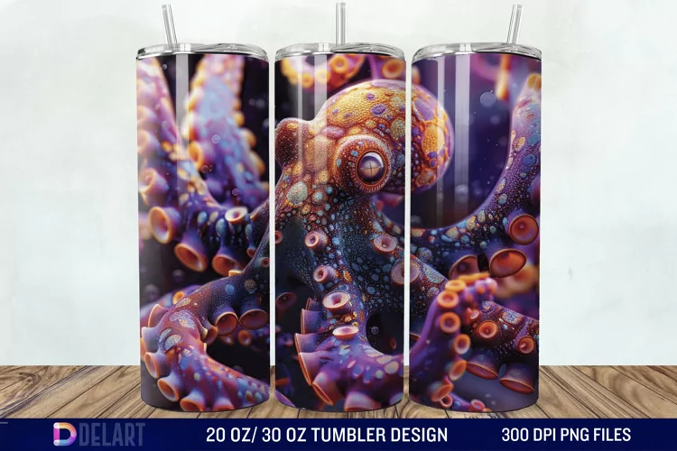 3D Colorful Octopus Tumbler Wrap