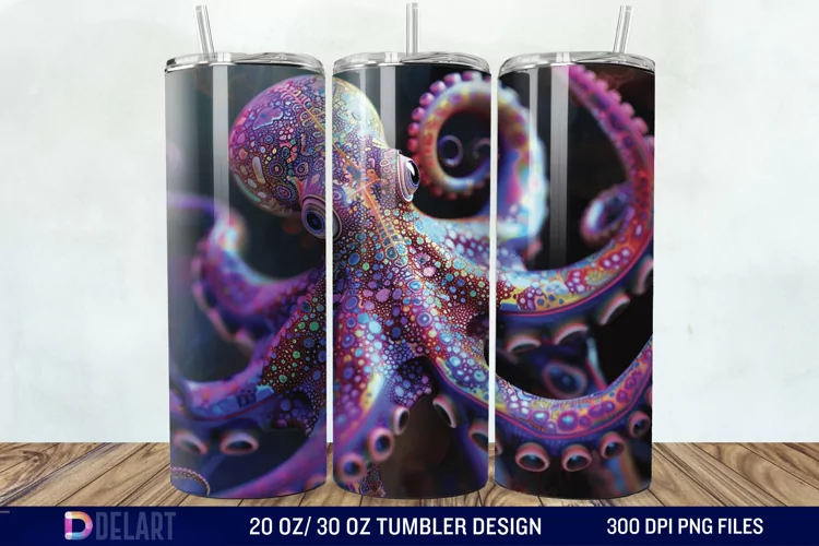 3D Colorful Octopus Tumbler Wrap