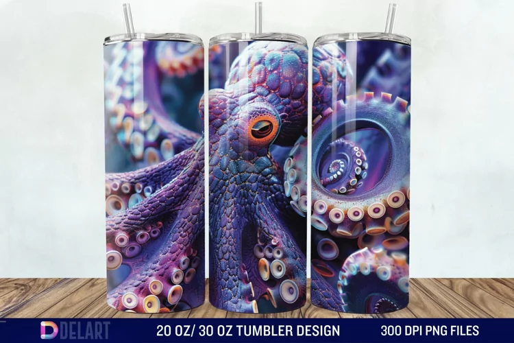 3D Colorful Octopus Tumbler Wrap