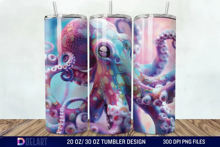 3D Colorful Octopus Tumbler Wrap