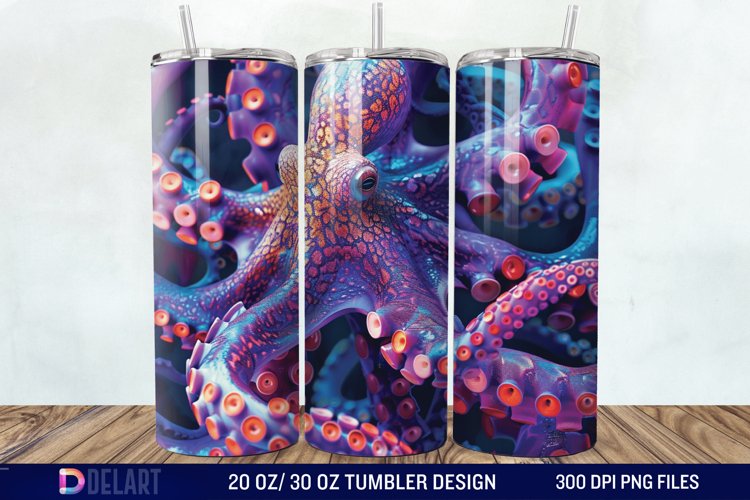 3D Colorful Octopus Tumbler Wrap example image 1