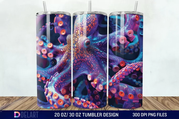 3D Colorful Octopus Tumbler Wrap
