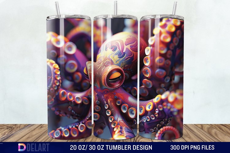 3D Colorful Octopus Tumbler Wrap example image 1
