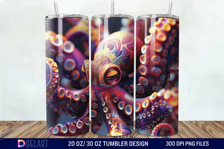 3D Colorful Octopus Tumbler Wrap